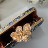 Navy Blue Zardosi Clutch with gold floral pattern 