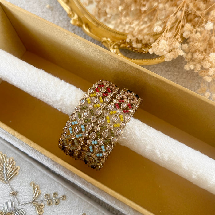 Multi-Color Bangle Set: Polki Bangle Set