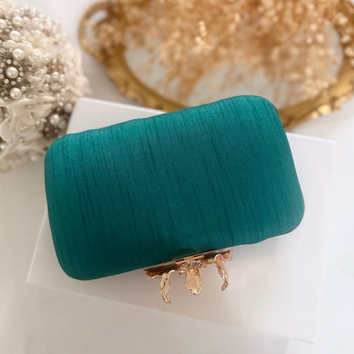 Teal Dholi Clutch | Bridal Evening Statement Bag