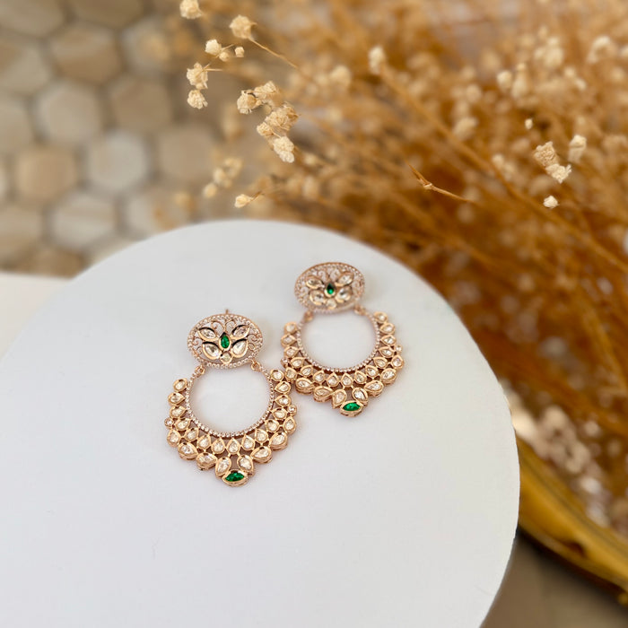Original Kundan Foil Brass Earring- Gold Plating & Micron Polish