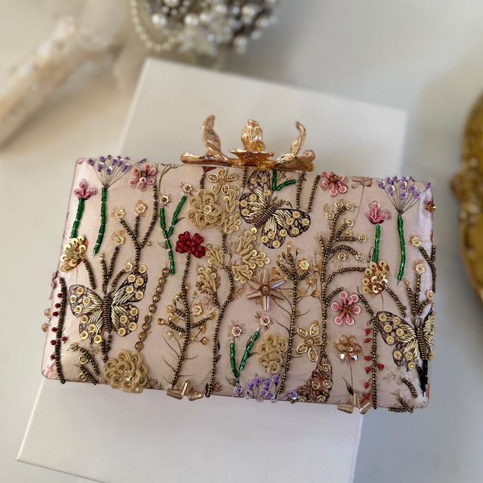 Butterfly Theme Multi-Color Clutch: Floral Zardosi Clutch