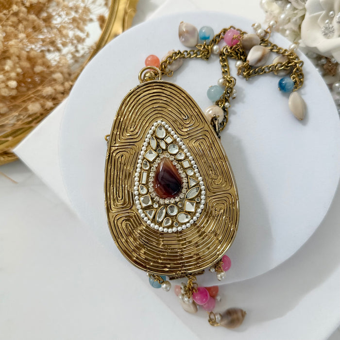 Mini Multi-Color Natural Gemstone Tear Drop Clutch