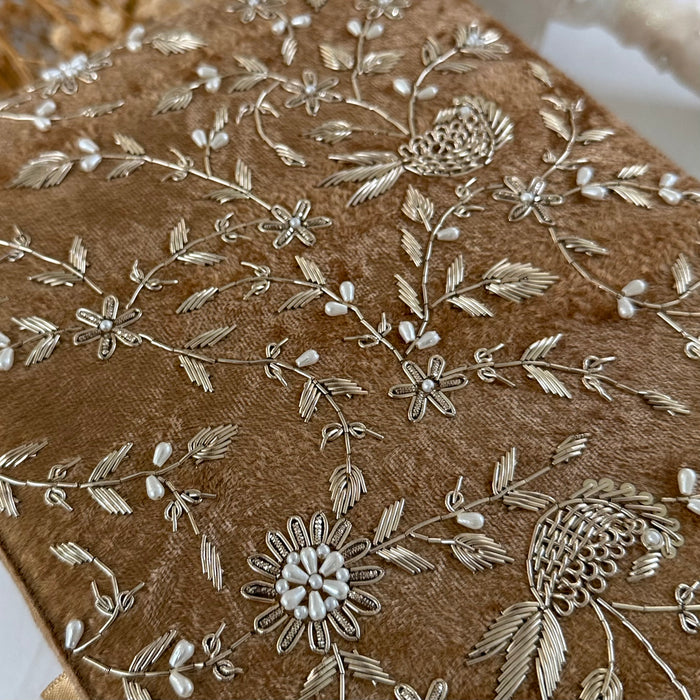 Gold Zardozi Work Trousseau Box - Bridal Keepsake Box