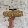 Gold Plated Antique Style Brass Clutch With Black Clasp