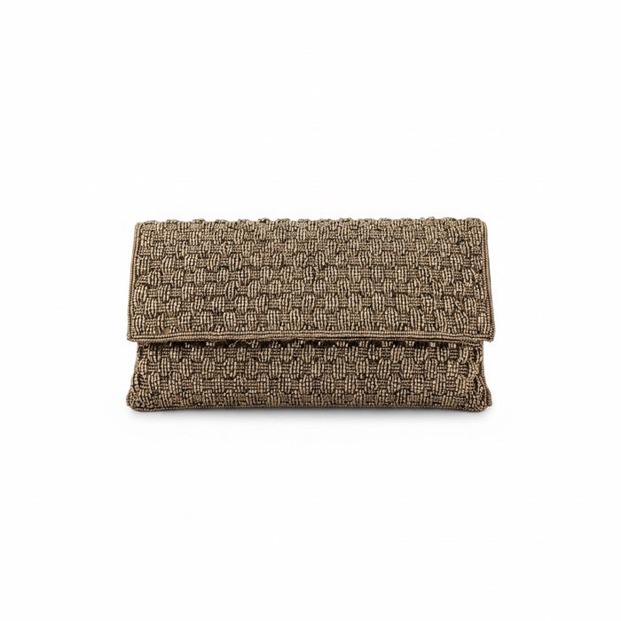 Handmade Antique Bronze Beaded Clutch: Bridal Evening Bag