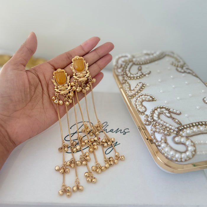 Kashmiri Statement Jhumkas: Multicolor Gold plated Traditional Earrings
