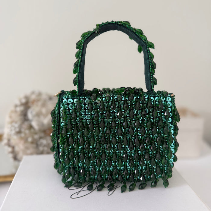 Emerald Green Top Handle Bag: Bridal Mini Clutch
