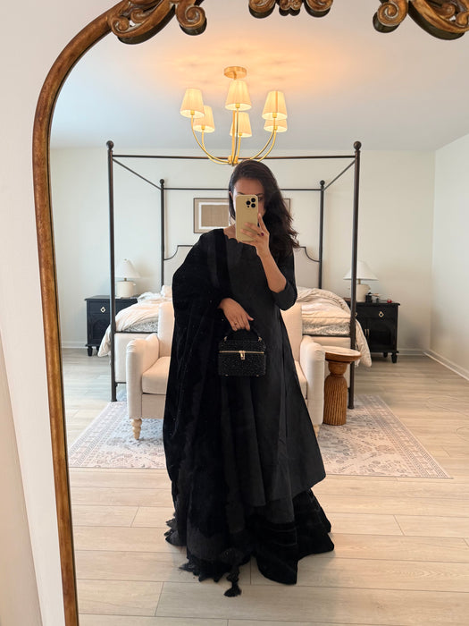Black Crystal Vanity Case Bag | Suede Bridal Evening Bag