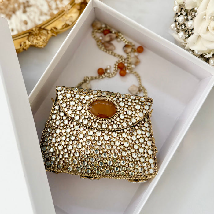 Mocha - Natural Onyx Gemstone Mini Clutch