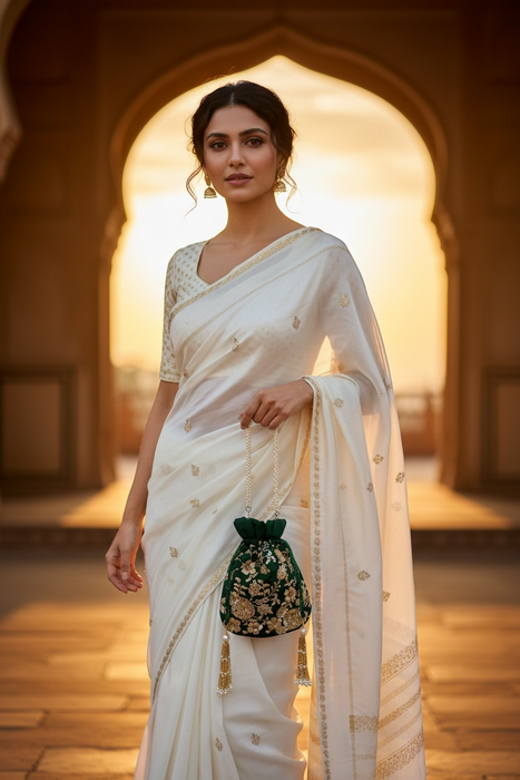 Bottle Green Bridal Potli Bag