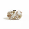 Ivory clutch bag with gold floral embroidery
