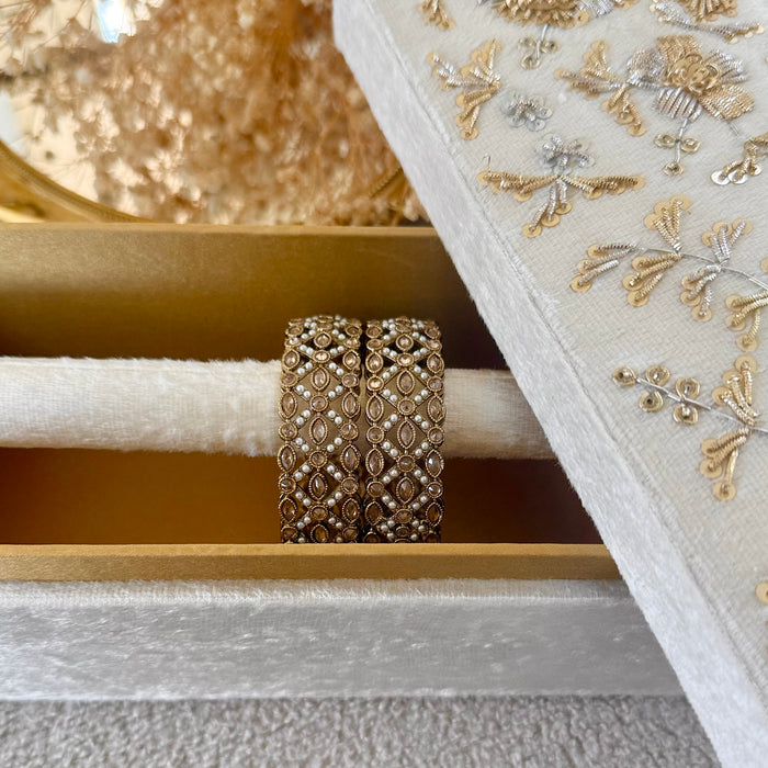 Champagne bangle Set: Polki Bangle Set