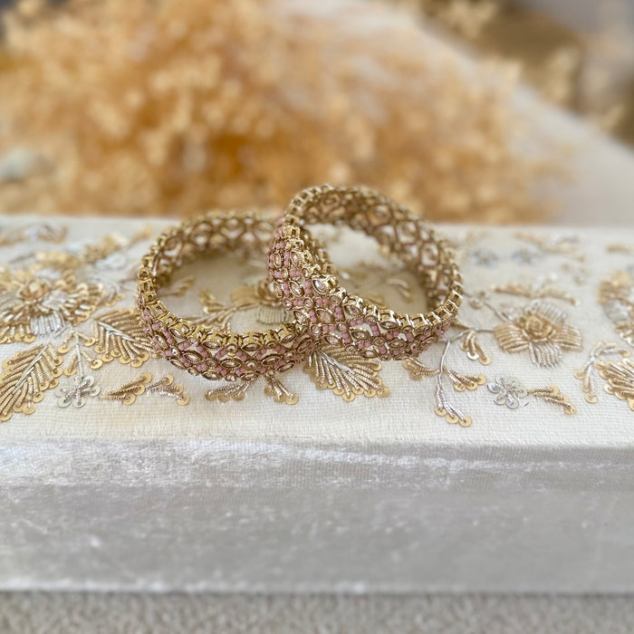 Pink bangle Set: Polki Bangle Set