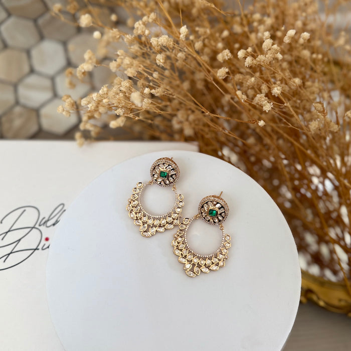 Original Kundan Foil Brass Earring- Gold Plating & Micron Polish