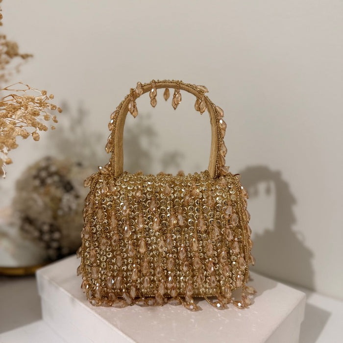 Gold Top Handle Bag: Bridal Mini Clutch
