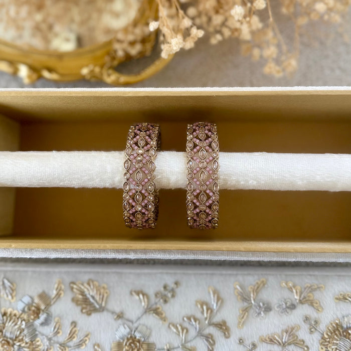 Pink bangle Set: Polki Bangle Set