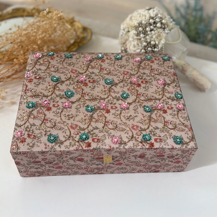 Multi-Color Bridal Trousseau Box | Hand-Emroidered Keepsake Box