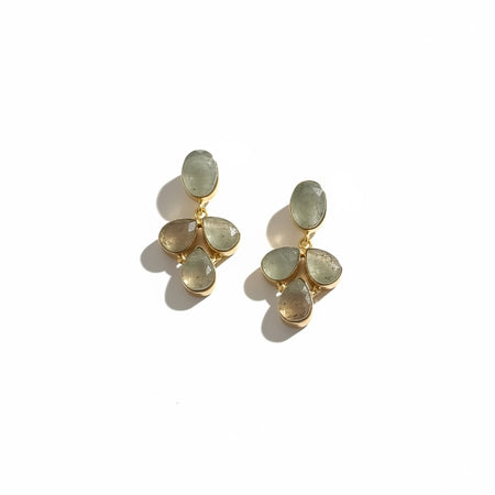 Natural Fluorite Sage Green Statement Earrings