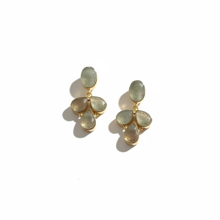 Natural Fluorite Sage Green Statement Earrings