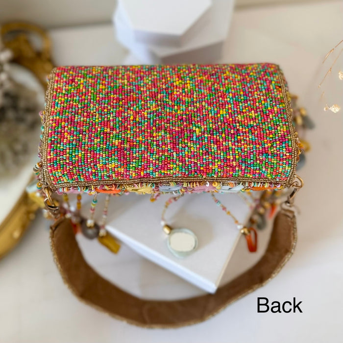 Multicolor Mirror Bag  | Bridal Bag with Top Handle