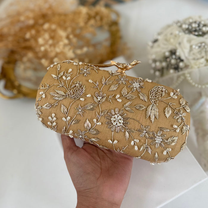 Gold Bird-Motifs Bridal Clutch