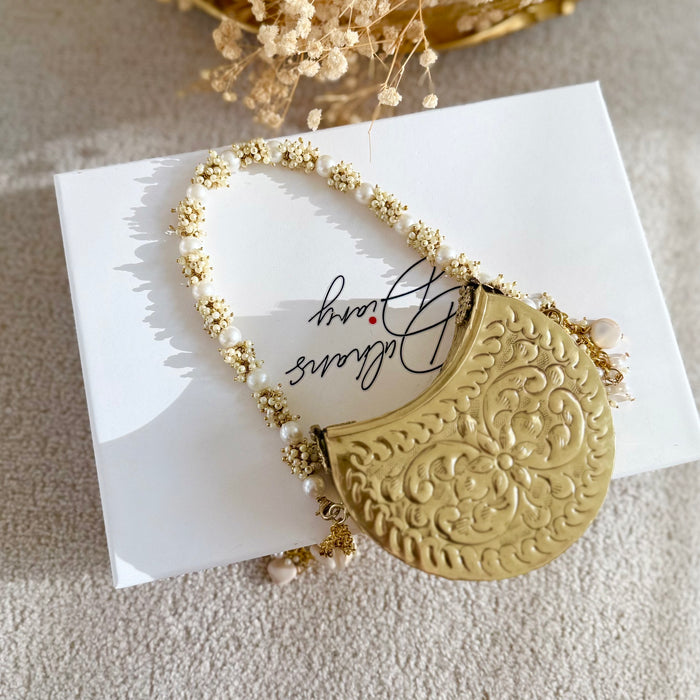 Mini Moon Shape Brass Clutch: Gold Vintage Style Handbag