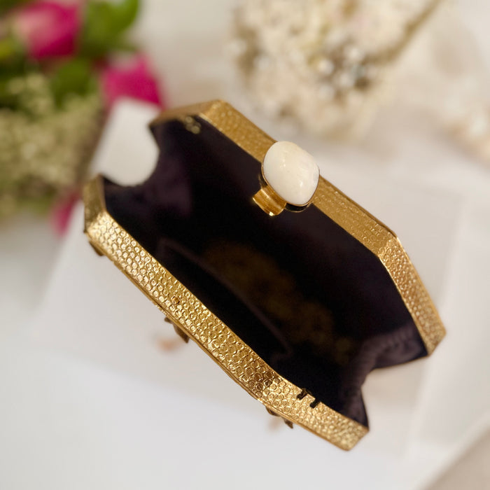 Mother of Pearl Clutch: Gold Leaf Bridal Evening Bag