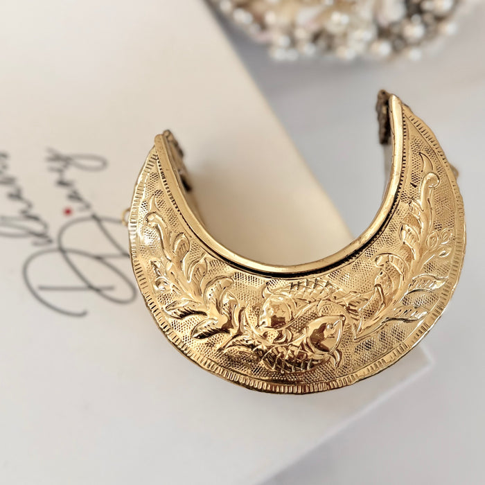 Mini Crescent Moon Clutch – Handcrafted Fish Motif Evening Bag