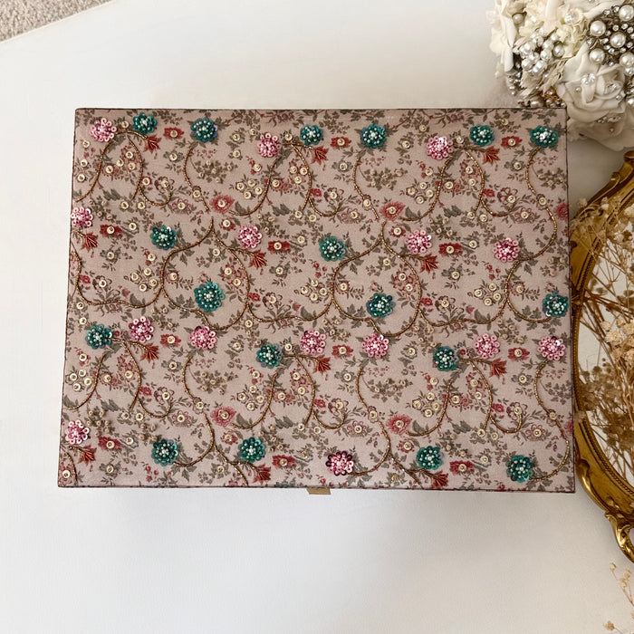 Multi-Color Bridal Trousseau Box | Hand-Embroidered Keepsake Box
