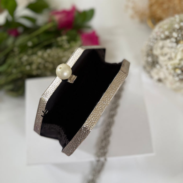 Silver Plated Clutch: Mother of Pearl Evening Bag