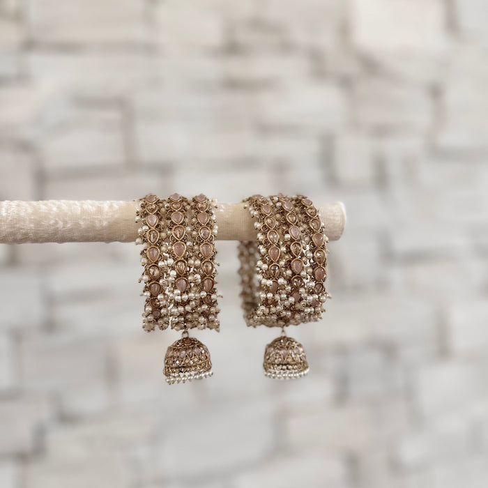 Bridal Polki Bangle Set: Pearl Pink Bangles