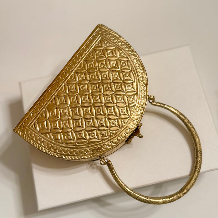 14 Karat vergoldete Messingkupplung: Handgemachte Handtasche im Vintage-Stil