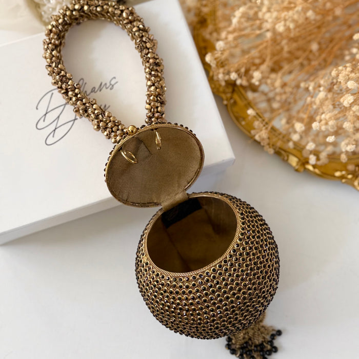 Black and Gold Statement Bag | Crystal Embellished Bracelet Bag
