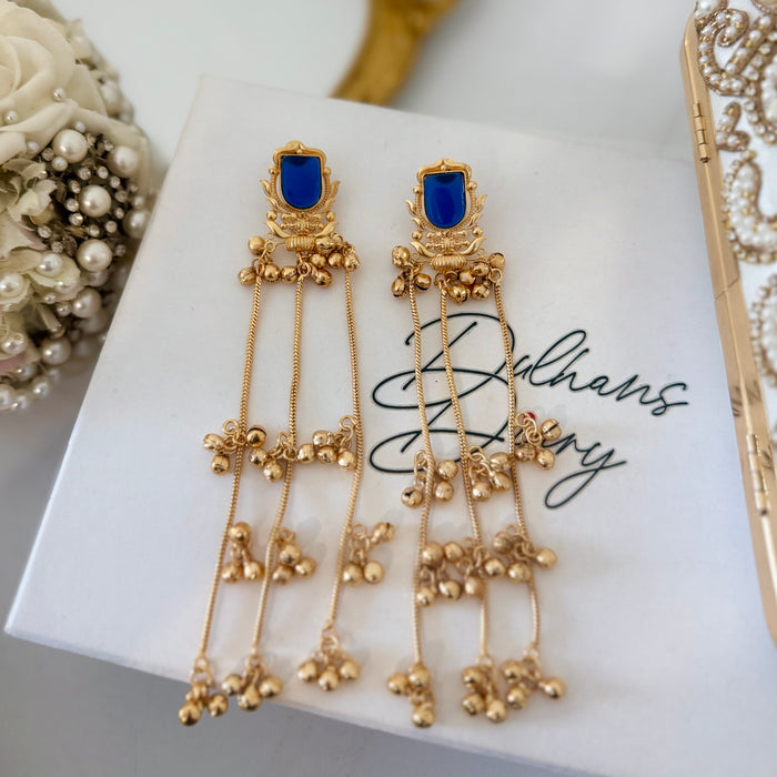 Kashmiri Statement Jhumkas: Multicolor Gold plated Traditional Earrings