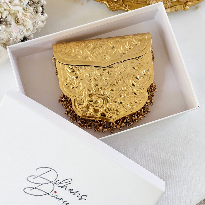 Gold Plated Brass Clutch: Vintage Style 24k Gold Plated Brass Clutch