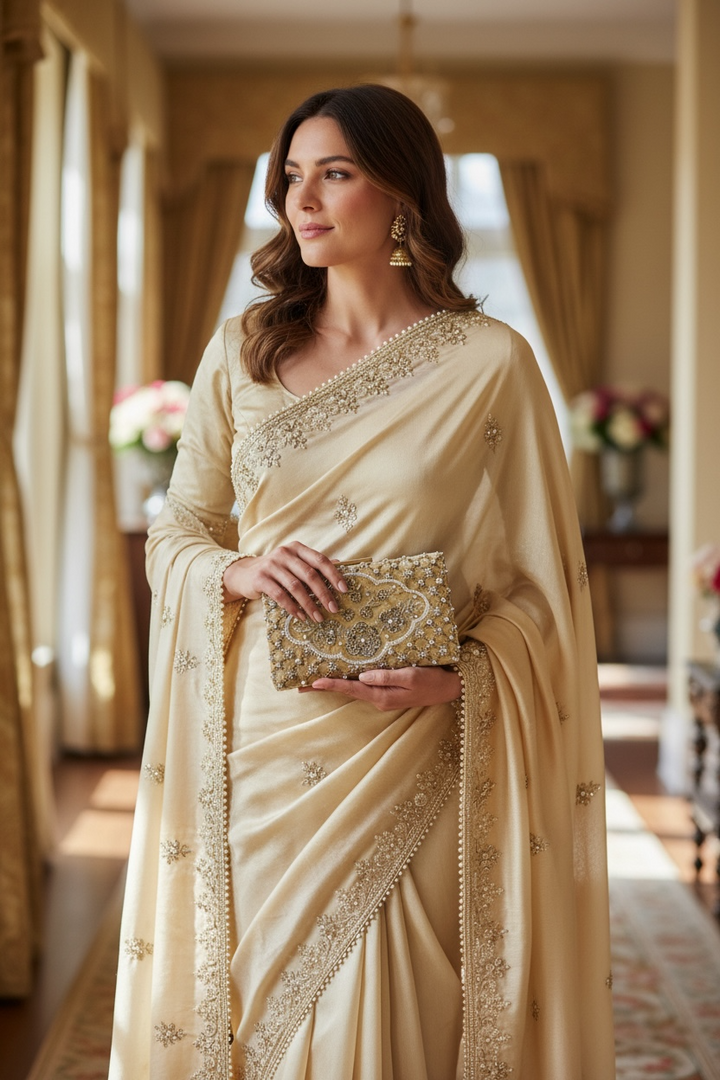 Gold Velvet Bridal Clutch: Zardosi Wedding Purse