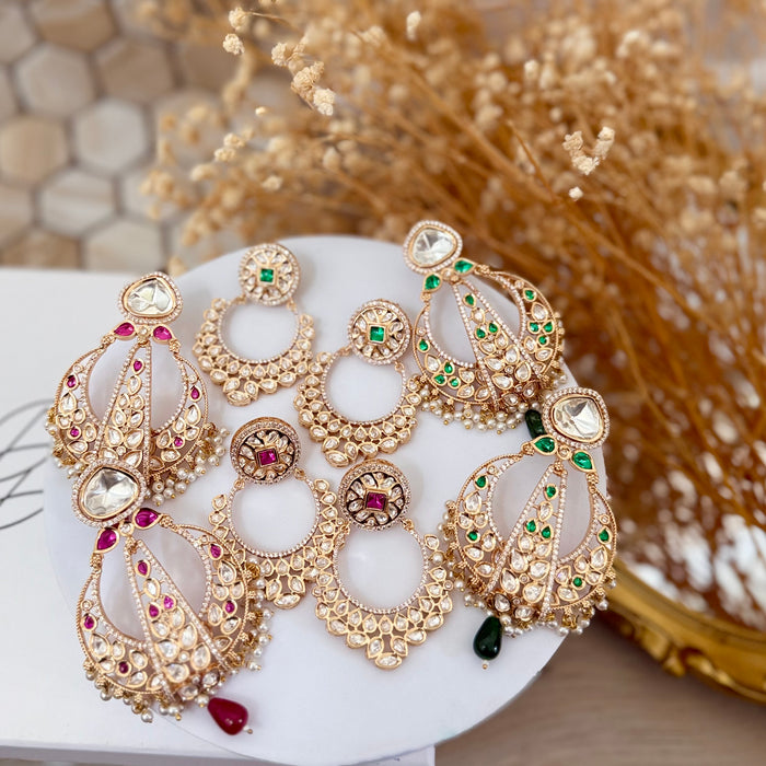 Original Kundan Foil Brass Earring- Gold Plating & Micron Polish