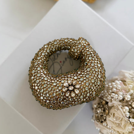 Kundan Stone Mini Clutch: Gold Mini Statement Clutch