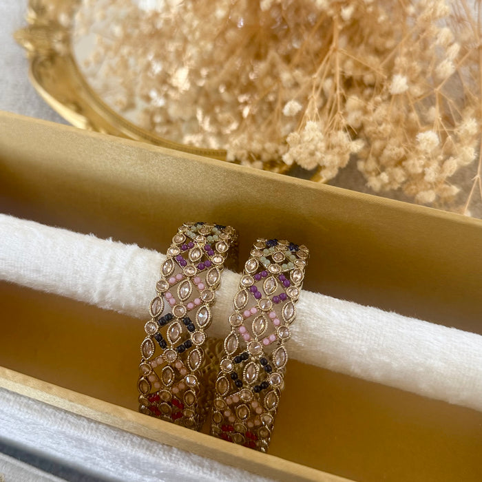 Multi-Color Bangle Set: Polki Bangle Set
