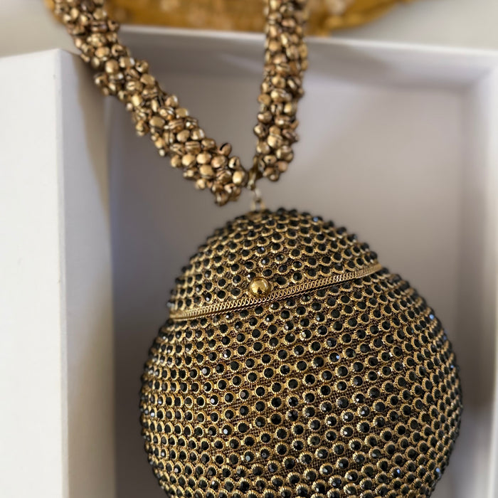 Black and Gold Statement Bag | Crystal Embellished Bracelet Bag