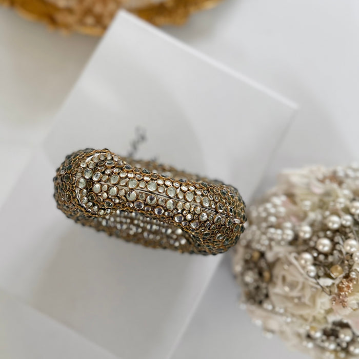 Kundan Stone Mini Clutch: Silver Mini Statement Clutch