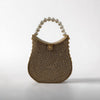 Bridal Pearl Metal Clutch: Gold Top Handle Bag