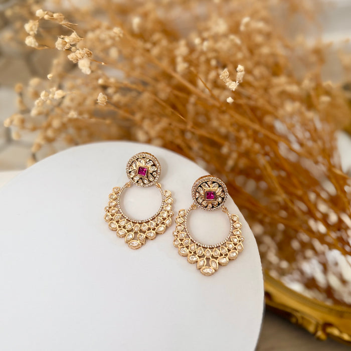 Original Kundan Foil Brass Earring- Gold Plating & Micron Polish