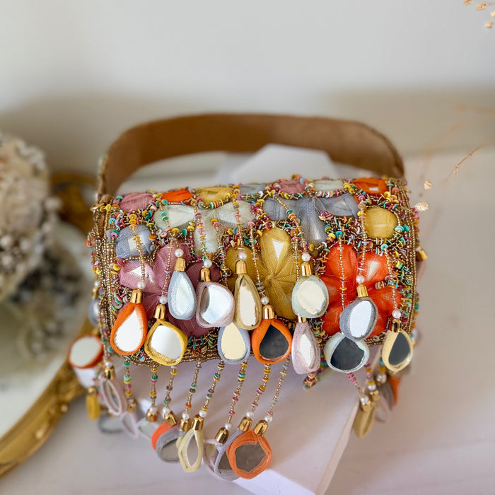 Multicolor Mirror Bag  | Bridal Bag with Top Handle