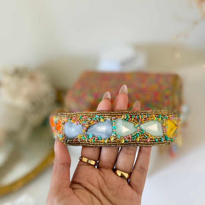 Multicolor Mirror Bag  | Bridal Bag with Top Handle