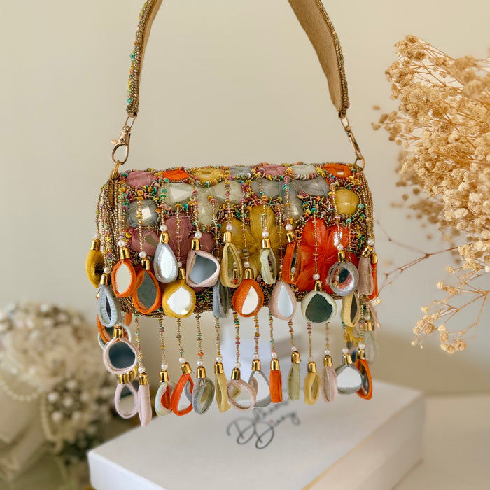 Multicolor Mirror Bag  | Bridal Bag with Top Handle