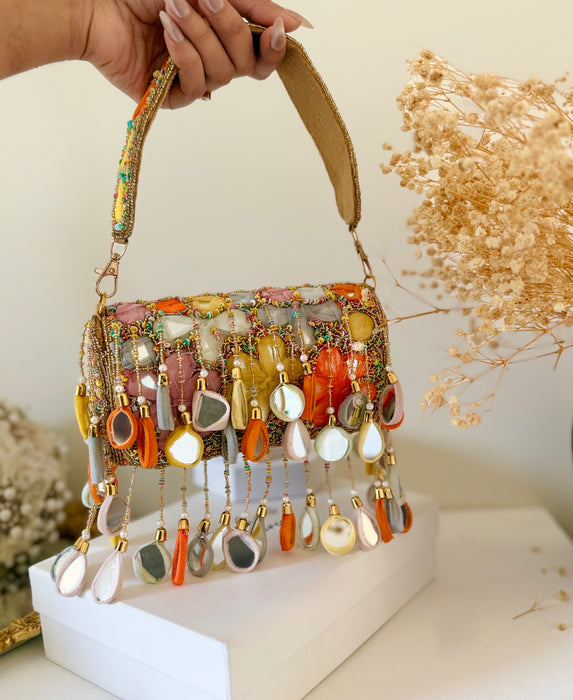 Multicolor Mirror Bag  | Bridal Bag with Top Handle