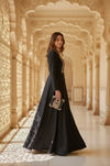 Black Embroidered Bird Motif Clutch | Evening Bag