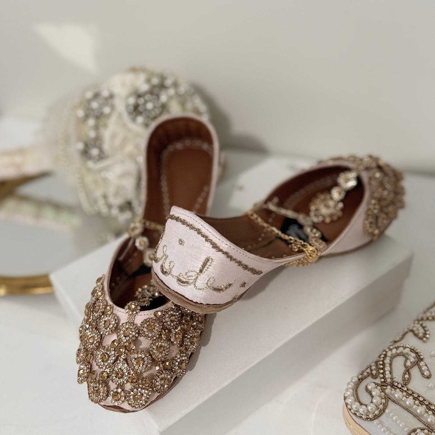 Handmade Bridal Kundan Khussa with Anklet Customizable
