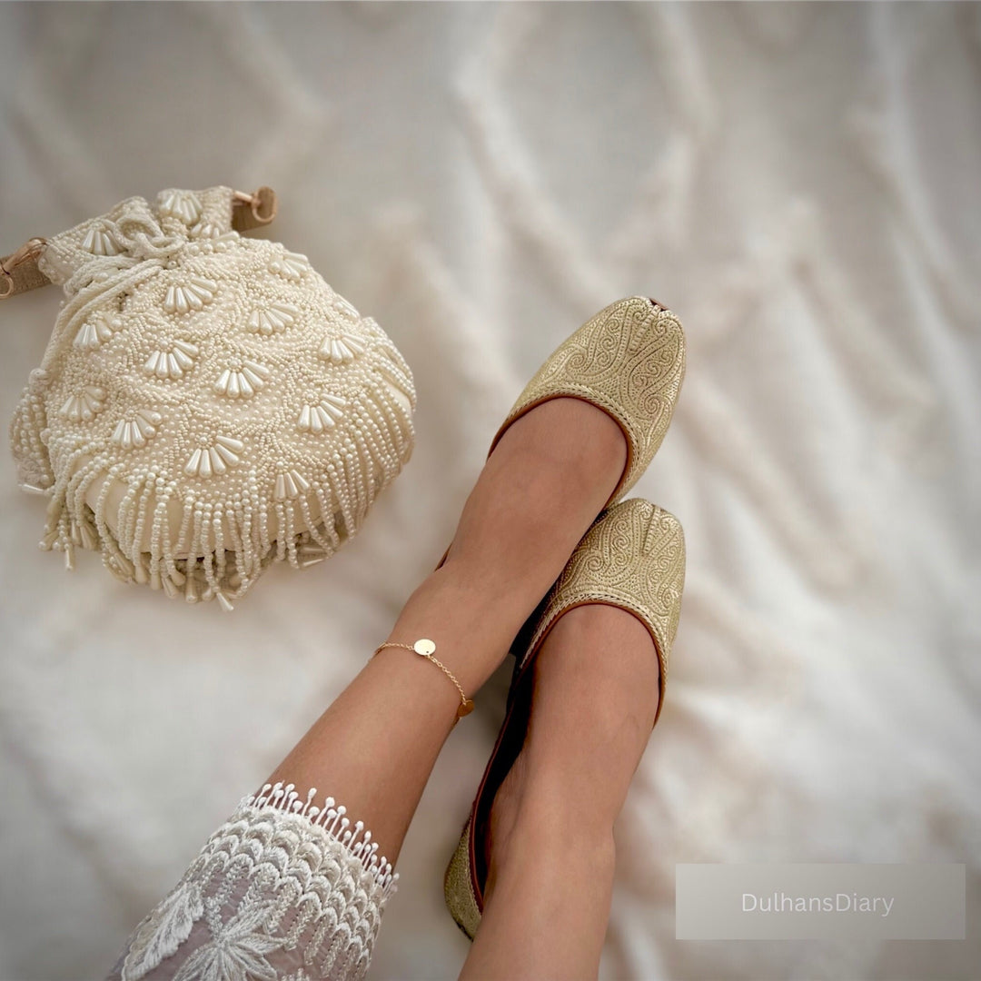 Ivory Beaded Bridal Potli Bag: Handmade Wedding Clutch